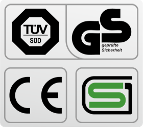 Обязательные сертификаты: европейский CE, немецкий GS TUV, японский SG