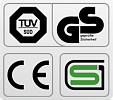 Обязательные сертификаты: европейский CE, немецкий GS TUV, японский SG